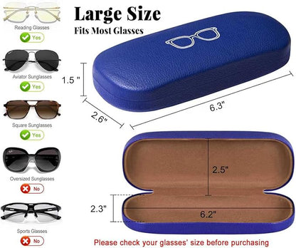 RayLove Glasses Case, 2 Pack Unisex Hard Shell Eyeglass Case PU Leather Hard Eyeglass Case with Eyewear Accessories