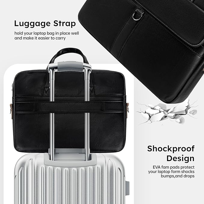 15 16 inch Leather Laptop Bag for 2026-2023 MacBook Air 15-inch M5 A3448 M4 A3241 M3 A3114 M2 A2941, MacBook Pro 16 M4 Pro/Max, Travel Shoulder Computer Carrying Sleeve Case
