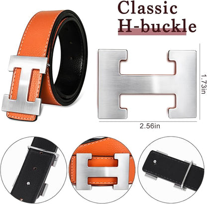 Aurolran Men&Womens Leather Dress Belt Business Automatic Buckle Belt Color-Black Silver Gold