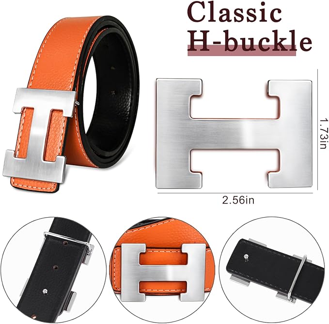 Aurolran Men&Womens Leather Dress Belt Business Automatic Buckle Belt Color-Black Silver Gold