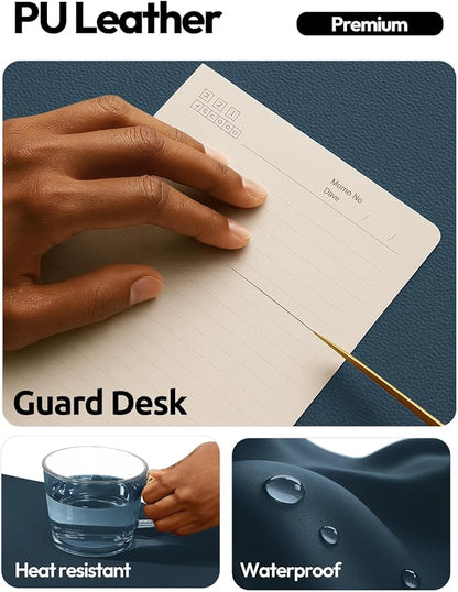 YSAGi Leather Desk Protector, Office Mat, Large Mouse Mat, Non-Slip PU Leather Blotter, Laptop Pad, Waterproof Writing Pad for Office and Home (Dark Blue, 31.5" x 15.8")