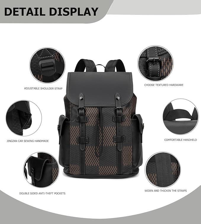 KingTo Laptop Backpack for Men Luxury Anti-Theft Travel Backpack Casual Business Waterproofing Computer Bag (B-Brown)