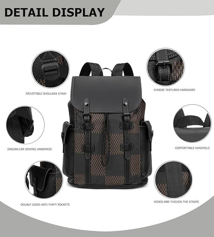 KingTo Laptop Backpack for Men Luxury Anti-Theft Travel Backpack Casual Business Waterproofing Computer Bag (B-Brown)