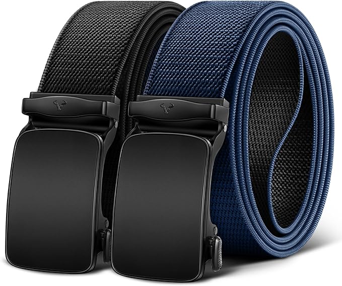 BULLIANT Men Belt-Reversible Ratchet Belt Stretchable for Gift Men Work Casual Golf 1 3/8"-Cut For Fit -2 In 1Belt
