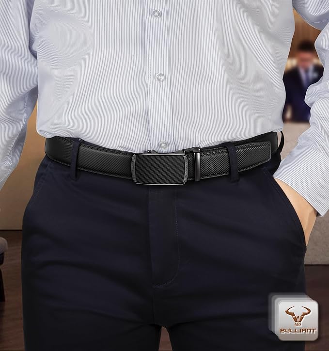 BULLIANT Men Belts 2 Pack,Ratchet Sliding Belt Adjustable For Gift Mens Dress Casual 1 3/8",Cut for Fit