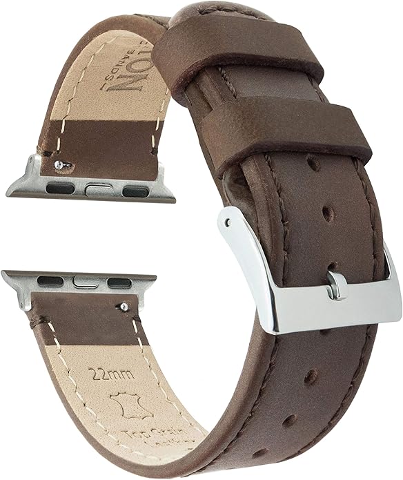 BARTON WATCH BANDS - Top Grain Leather Watch Bands Compatible with Apple Watch Models - 1, 2, 3, 4, 5, 6, 7, 8, 9, 10, SE, Ultra & Ultra 2