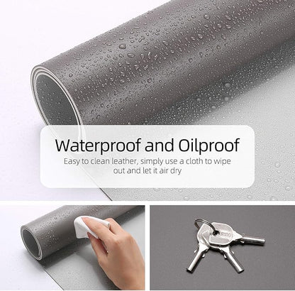 YSAGi Desk Mat, Dual-Sided Desk Pad, 31.5" x 15.7" Laptop Leather Desk Pad Protector, Large Leather Desk Blotter for Keyboard and Mouse, Waterproof Desk Writing Pad (Dark Grey, 31.5" x 15.7")