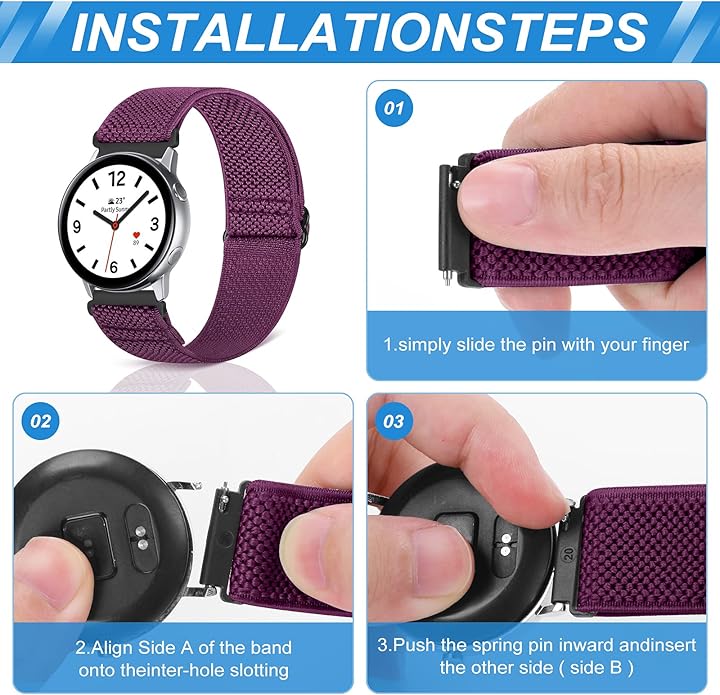 Compatible with 16mm 18mm 19mm 20mm 22mm 24mm Watch Bands Quick Release Replacement Wristband,Adjustable Stretchy Nylon Solo Loop Straps Fabric Braided Sport Elastic Bands for Men Women