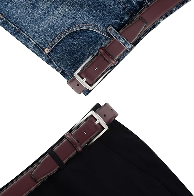 KM Legend Mens Leather Dress Belt for Work Business and Casual