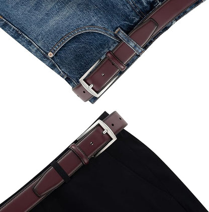 KM Legend Mens Leather Dress Belt for Work Business and Casual