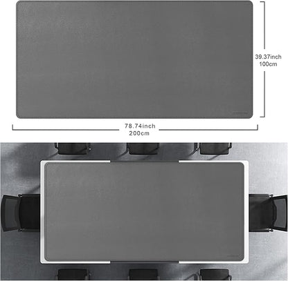 CENNBIE MAX200 78.7" x 39.4" Leather Desk Mat, Extra Large Desk Pad Blotter Protector, Extended Table Pad, Waterproof PU Leather Desk Mat on top of desks Large for Office and Home (Grey)