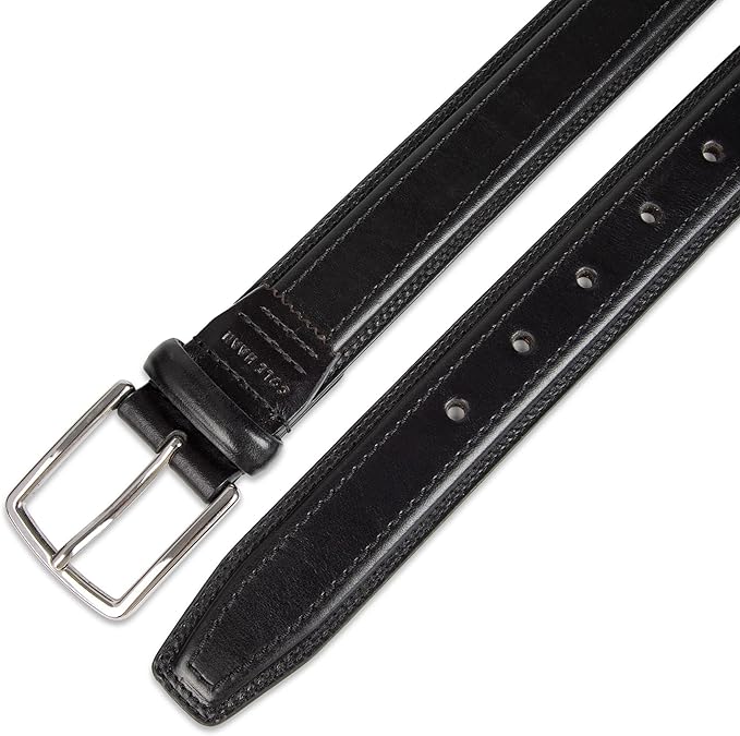 Cole Haan Men's Black Leather Dress Belt - Classic Style With Polished Buckle for Work Or Formal Wear