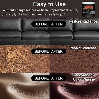 Leather Recoloring Balm & Color Restorer - Multipurpose Dye & Paint for Faded Leather Couches, Car Seats, Shoes | Fix Scratches on Clothing, Furniture & Accessories(Gray)