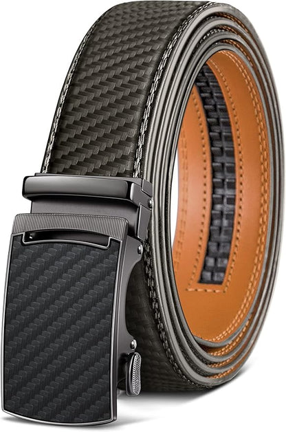 KEMISANT Belt Men, Sliding Ratchet Belt Genuine Leather For Gift Mens Dress Pants Oxfords,Size Adjustable