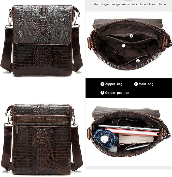 Mens Crossbody Bag, Leather Messenger Shoulder Bag for Women Men Purse Travel Work Business | Leather, Messenger, Purse, Travel, Work, Business