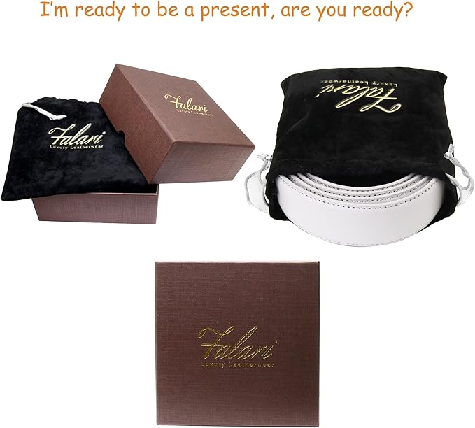 Falari Men Genuine Leather Casual Dress Belt With Single Prong Buckle, Classic Style Belt