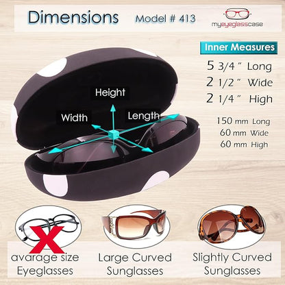 MyEyeglassCase® Large Hard Sunglasses Case | fits Large curved Sunglasses, with microfiber bag and cleaning cloth
