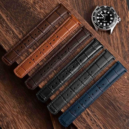 WOCCI Watch Bands, Top Grain Leather, Embossed Alligator Grain, Quick Release, Band Width 18mm 20mm 22mm