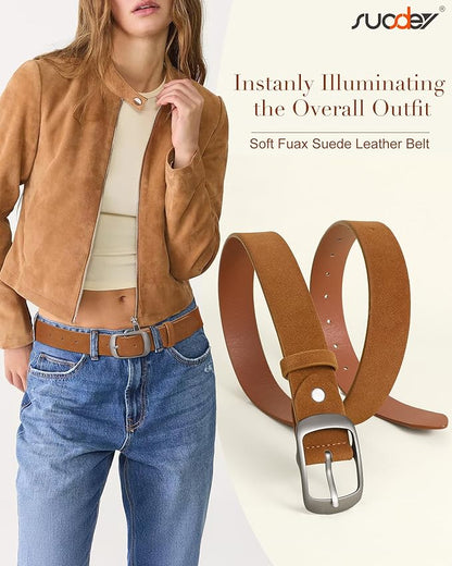 SUOSDEY Women Belts For Jeans Dresses Pants Ladies Leather Waist Belt with Elegant Buckle, Width 1.3"