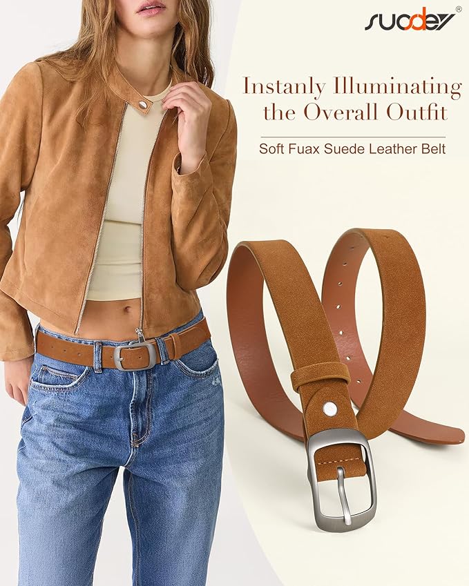 SUOSDEY Women Belts For Jeans Dresses Pants Ladies Leather Waist Belt with Elegant Buckle, Width 1.3"