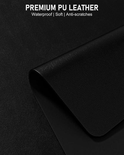 Desk Pad, 48" x 17" PU Leather Non-Slip Desk Mat Large Mouse Pad for Desktop, Waterproof Laptop Computer Writing Mat for Office, Home, Work, Gaming, Black
