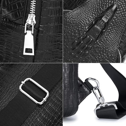 LUKZIJAES Genuine Leather Sling Bag for Men