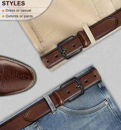 KEMISANT Men Belt-Genuine Leather Belt for Men Dress Casual Golf Jeans 1 3/8"