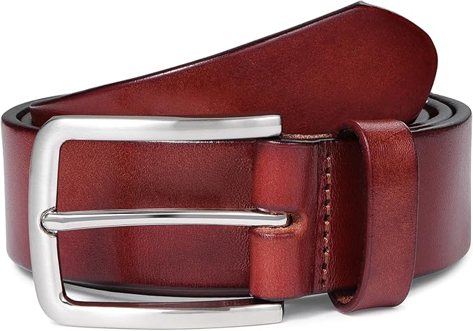 MILORDE Men's Genuine Leather Dress Belt, Handmade, 100% Cow Leather, Fashion & Classic Designs for Work Business and Casual