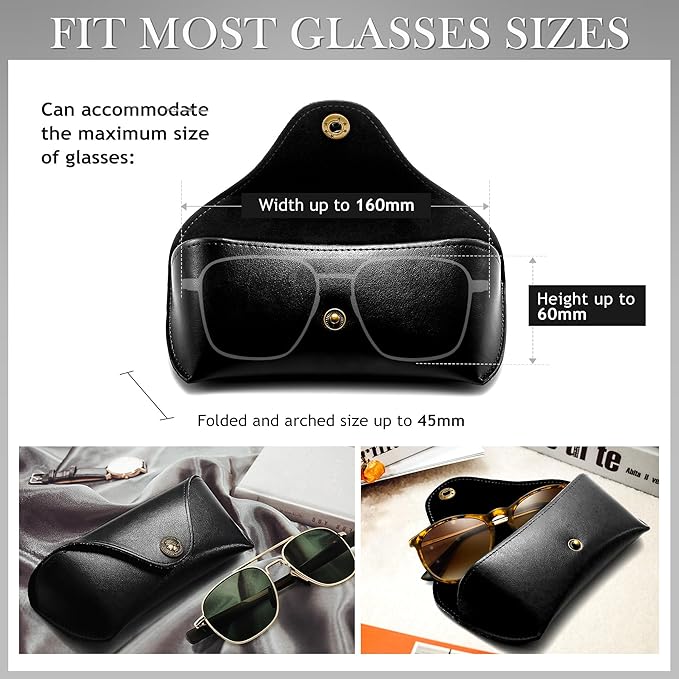 SUNGAIT Vegan Leather Glasses Case Portable Sunglasses Holder Hard Shell Slim Design Travel-Ready