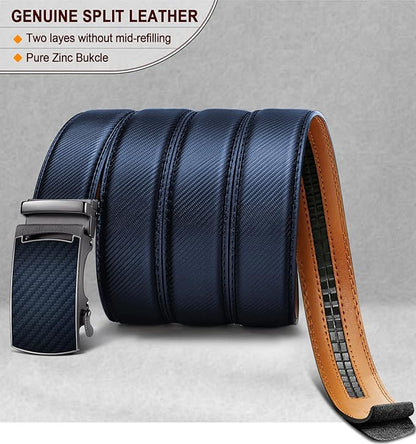 KEMISANT Belt Men, Sliding Ratchet Belt Genuine Leather For Gift Mens Dress Pants Oxfords,Size Adjustable