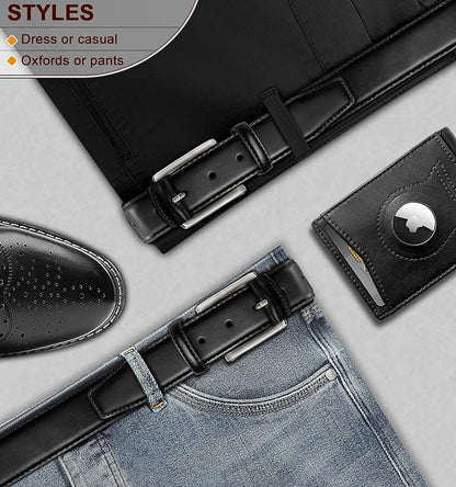 BULLIANT Men Belt Multi Pack,Leather Belt For Gift Men Golf Dress Casual Jean 7Holes 1 3/8"