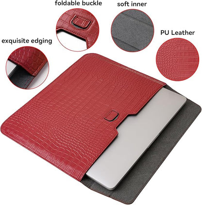 MOSISO Laptop Case 13 inch, 13 inch Laptop Sleeve Compatible with MacBook Neo 13 A18 Pro A3404 Air M4 M3 M2 M1 2026-2018 / Pro M2 M1 2026-2016, Crocodile Grain PU Leather Flap Case Bag, Red