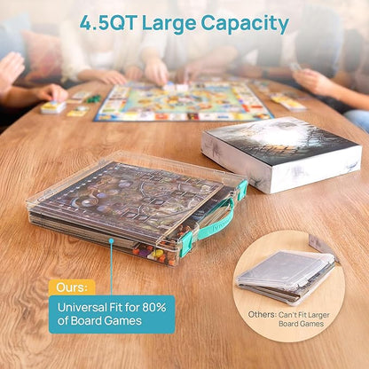 Vtopmart 2 Pack Board Game Storage with Handle and Snap-Tight Latch Lid, Craft Organizer Box Fit 12" x 12" Papers, Stackable Clear Storage Box for Art Supply Storage, Paper Storage, Puzzle Storage
