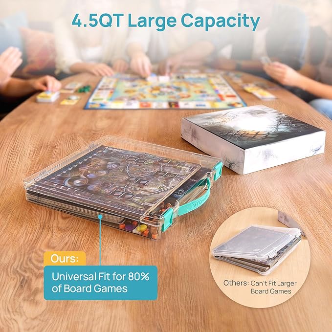 Vtopmart 3 Pack Board Game Storage with Handle and Snap-Tight Latch Lid, Craft Organizer Box Fit 12" x 12" Papers, Stackable Clear Storage Box for Art Supply Storage, Paper Storage, Puzzle Storage
