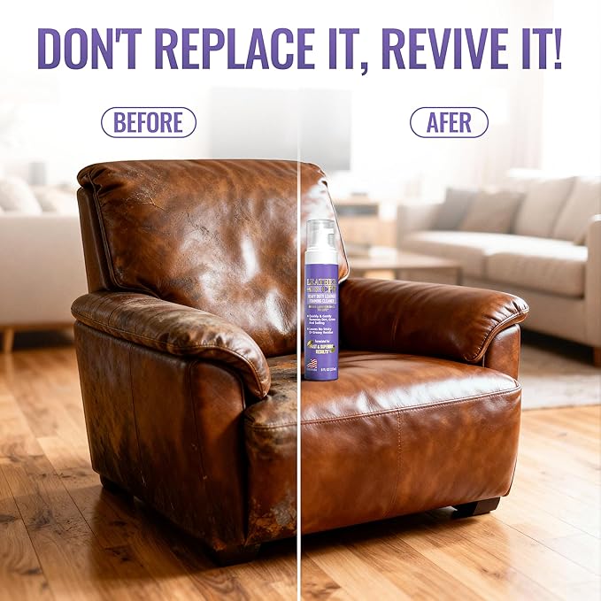 Leather CPR Heavy Duty Leather Foaming Cleaner - 8 oz - Car Interior Cleaner For Heavy Dirt & Grime, Heavily Soiled Furniture Leather Cleaner For Couch, Car Seat,Purses, Shoes, Boots, & More