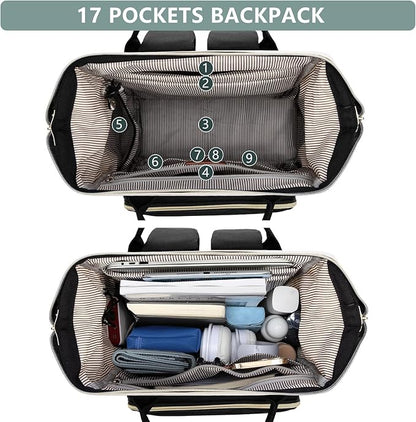 Laptop Backpack for Womem Work Bags: 15.6 Inch Travel BackPacks With USB Charging Port Durable Back Pack Anti Theft Fashion College BookBag Purse Bussiness Daypack for Nurse Teacher Light Blue Black