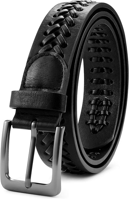 MILORDE Leather Braided Belts for Men, Handmade, Causal Woven Leather Jeans daily wear
