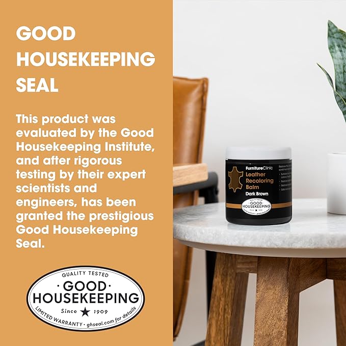 The Original Leather Recoloring Balm by Furniture Clinic - Beige Leather Dye for Furniture, Couches & Car Seats - Restore Scratched, Faded, & Damaged Surfaces