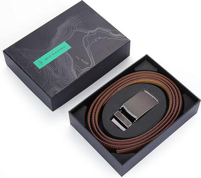 Marino Avenue Ratchet Belt for Men. Adjustable Leather Dress Belt with 38 Easy to Click Into Place Ratchet Closures.
