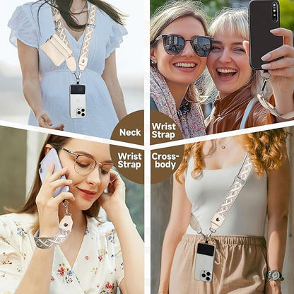 FUVLIFE Phone Lanyard Crossbody Wrist Strap, Adjustable Clip and Go Strap for Phone with Wallet Crossbody, Universal Hands-Free Phone Strap with Zippered Pouch for All Cell Phones