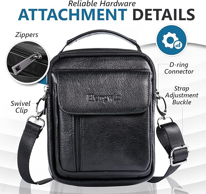 hengwin Genuine Leather Phone Pouch for Belt, Cell Phone Holster with Belt Loop, Crossbody Purse Shoulder Bag Fanny Pack