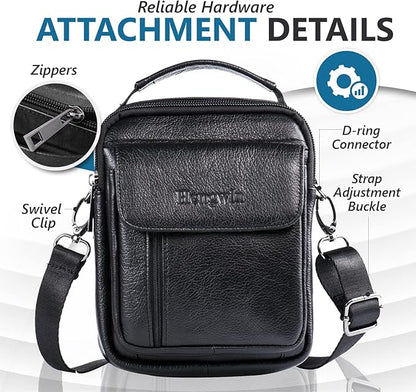 hengwin Genuine Leather Phone Pouch for Belt, Cell Phone Holster with Belt Loop, Crossbody Purse Shoulder Bag Fanny Pack