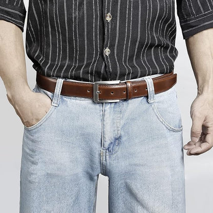 XOUXOU Men's Casual Leather Jeans Belts Classic Work Business Dress Belt with Prong Buckle for Men