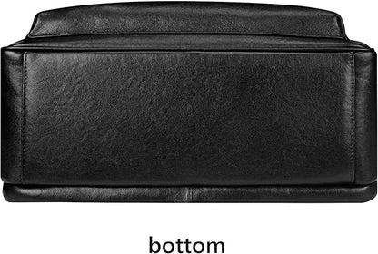 Colins Keirs Large Black Leather Backpack for Men, Minimalist Luxury Executive Computer Backpack for Men, 17.3 Inch Genuine Leather Laptop Backpack for Travel Work Business