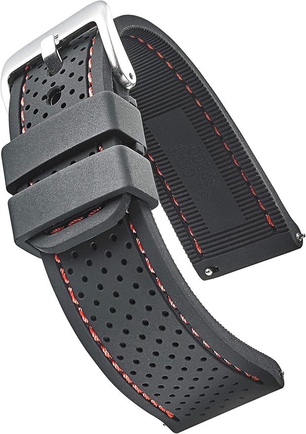 ALPINE Sporty Premium Soft Silicone Adjustable Watch Band - Replacement Rubber Watch Bands for Women & Men - Waterproof Quick Release Watch Straps - Compatible with Regular & Smart Watch Bands