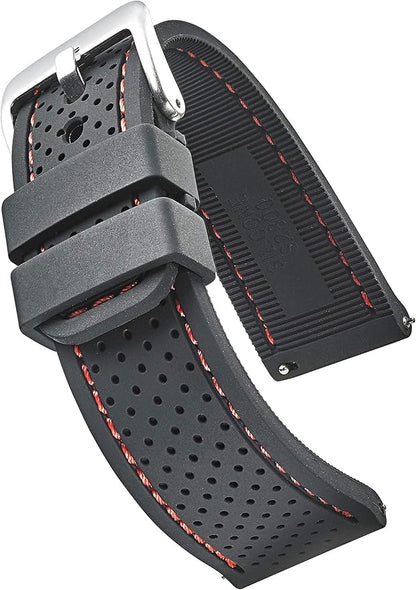 ALPINE Sporty Premium Soft Silicone Adjustable Watch Band - Replacement Rubber Watch Bands for Women & Men - Waterproof Quick Release Watch Straps - Compatible with Regular & Smart Watch Bands