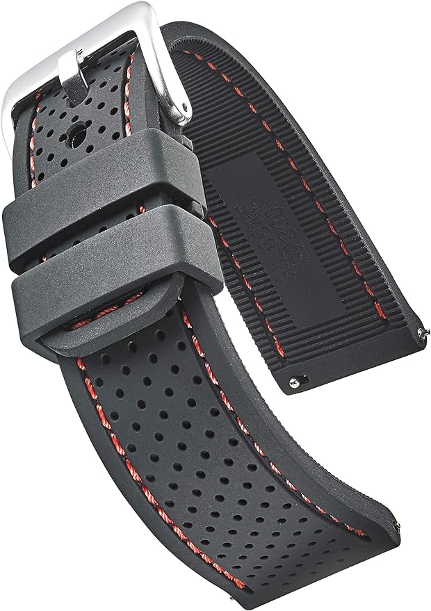 ALPINE Sporty Premium Soft Silicone Adjustable Watch Band - Replacement Rubber Watch Bands for Women & Men - Waterproof Quick Release Watch Straps - Compatible with Regular & Smart Watch Bands