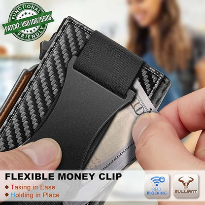 BULLIANT Men Wallet Gift Boxed,Slim Front Pocket Wallet Money Clip Card Holder 3.8"x2.7",Pop-up Access