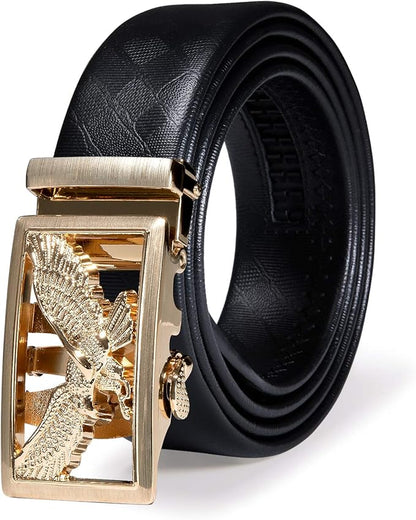 Dubulle Designer Mens Belts, Sliding Automatic Buckle Ratchet Dress Belt TOP Genuine Leather Strap Gifts
