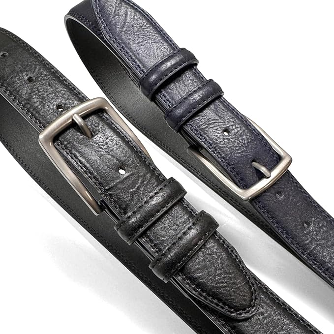 Men's Vegan Faux Leather Belt Classic Work Business Dress Belt 1-3/8"(35mm) wide
